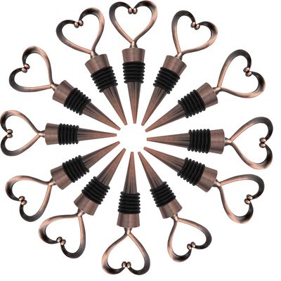 24PCS Wedding Anniversary Wine Stoppers for Wine Bottles,Heart Wine Cork Plug for Wife Bridal Shower Souvenirs Party Decor Birthday Holiday Party Gifts for Guest (Bronze Heart,24)