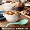 Artena 6.75 inch Solid Asian Soup Spoon Set of 6,Ultra-fine Porcelain Japanese Soup Spoon, Ramen Spoons for Pho Noodles Miso, Chinese Soup Spoons for Dumpling Wonton Cereal, Deep Oval Hook Design-Teal view 4