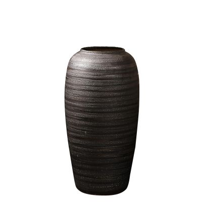 Vintage Craft Vases, Earthenware Pot Living Room Floor Decoration Indoor Flower Vase Hotel Lobby Large Decorative Vase(Size:28 * 50CM)