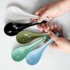 Artena 6.75 inch Solid Asian Soup Spoon Set of 6,Ultra-fine Porcelain Japanese Soup Spoon, Ramen Spoons for Pho Noodles Miso, Chinese Soup Spoons for Dumpling Wonton Cereal, Deep Oval Hook Design-Blue view 3