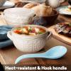 Artena 6.75 inch Solid Asian Soup Spoon Set of 6,Ultra-fine Porcelain Japanese Soup Spoon, Ramen Spoons for Pho Noodles Miso, Chinese Soup Spoons for Dumpling Wonton Cereal, Deep Oval Hook Design-Blue view 4
