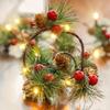 Dazzle Bright Pine Cone Christmas String Lights, Total 6.5FT 20LED Battery Operated Christmas Garland with Red Berry Pine Cone Fairy String Lights for Indoor Outdoor Xmas Decorations view 2