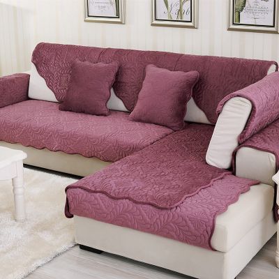 Wgreat Plush Sofa Slipcover,Thick Quilted Anti-Slip Stain Resistant Multi-Size Sofa Cover Furniture Protector for Pets Dog Sectional Couch Cover-Sold by Piece,Red,70x210cm(28x83inch)