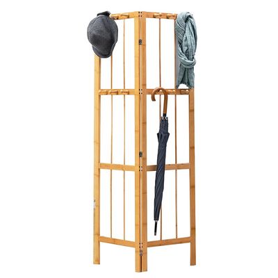 Coat Stand and Shoe Rack Corner Coat Rack Folding Free Standing Hall Tree Storage with 12 Hooks Bamboo Entryway Hallway Organizer Hats Bags Standing Coat Jackets Hanger Standing Coat and Hat Hanger