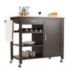 LOKO Kitchen Island with Storage, Rolling Kitchen Cart with Wine Rack, Shelves and Towel Rack, Small Island Table for Kitchen, Dining Room or Restaurant, 39.5 x 19 x 35.5 inches (Brown) view 1