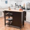 LOKO Kitchen Island with Storage, Rolling Kitchen Cart with Wine Rack, Shelves and Towel Rack, Small Island Table for Kitchen, Dining Room or Restaurant, 39.5 x 19 x 35.5 inches (Brown) view 2