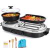 Electric Grill with Hot Pot, 2 in 1 Electric Grill, Indoor Smokeless Korean BBQ Grill,Non-Stick Electric Pot and Griddle, Independent Dual Temperature Control, Capacity for 2-10 People view 1