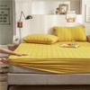 CFYCYHDZHT Bedding Fitted Sheet Deep Waterproof Urine Barrier Kids Thick Quilted Mattress Protector, Solid Color Cotton Single Double Bed Sheet Yellow 180200+30cm view 1