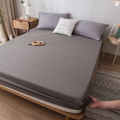 CFYCYHDZHT Bottom Sheets Kids Waterproof Bed Sheets for The Bedroom, Solid Color Non Slip Mattress Topper for The Elderly Single Double Beds Dark Grey 180200cm