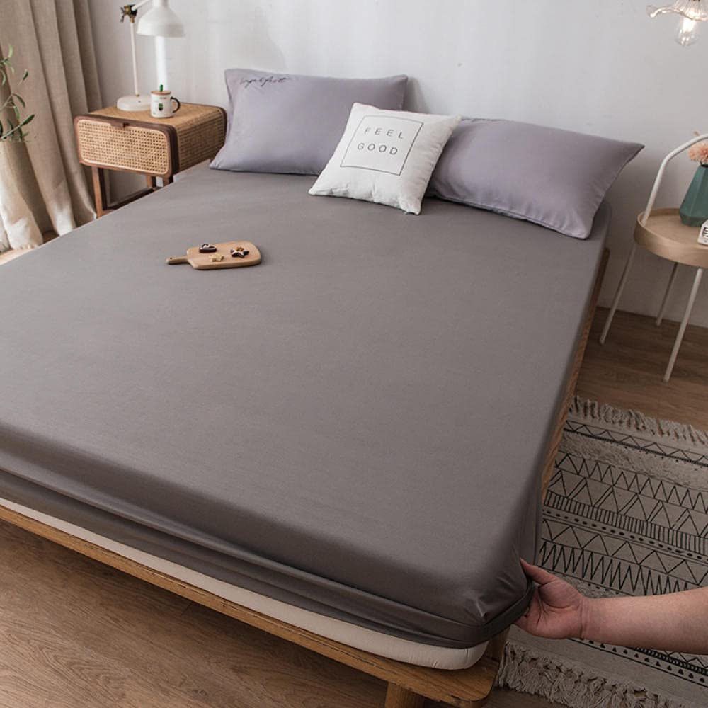 CFYCYHDZHT Bottom Sheets Kids Waterproof Bed Sheets for The Bedroom, Solid Color Non Slip Mattress Topper for The Elderly Single Double Beds Dark Grey 180200cm