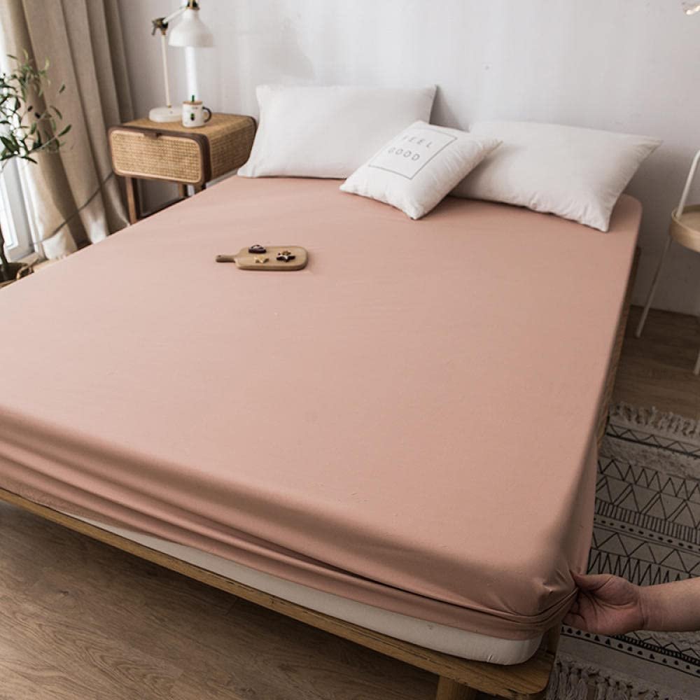 CFYCYHDZHT Cozy T Shirt Soft Kids Waterproof Bed Sheets for The Bedroom, Solid Color Non Slip Mattress Topper for The Elderly Single Double Beds Dark Pink 150200cm