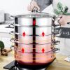 4-Tier Stainless Steel Steamer, Steam Cookware Pot/Saucepan with Handles And Vented Glass Lid for Cooking Food view 4