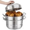 AIZYR 304 Stainless Steel Steamer Pot, Steaming Cookware Saucepot with Tempered Glass Lid for Induction and Stove,36cm view 1