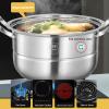 AIZYR 304 Stainless Steel Steamer Pot, Steaming Cookware Saucepot with Tempered Glass Lid for Induction and Stove,36cm view 2