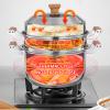 AIZYR 304 Stainless Steel Steamer Pot, Steaming Cookware Saucepot with Tempered Glass Lid for Induction and Stove,36cm view 3