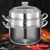 AIZYR 304 Stainless Steel Steamer Pot, Steaming Cookware Saucepot with Tempered Glass Lid for Induction and Stove,36cm view 4