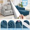 KinCam Sectional Couch Covers L Shape Sofa Covers Super Stretch 2pcs Sofa Slipcovers for 3 + 3 Seaters Sectional Chaise Slipcover with 2pcs Pillow Covers for Pets Kids, Peacock Blue view 2