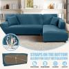 KinCam Sectional Couch Covers L Shape Sofa Covers Super Stretch 2pcs Sofa Slipcovers for 3 + 3 Seaters Sectional Chaise Slipcover with 2pcs Pillow Covers for Pets Kids, Peacock Blue view 3