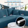 KinCam Sectional Couch Covers L Shape Sofa Covers Super Stretch 2pcs Sofa Slipcovers for 3 + 3 Seaters Sectional Chaise Slipcover with 2pcs Pillow Covers for Pets Kids, Peacock Blue view 4