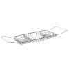 Bathtub Tray Stainless Steel Bath Tub Shelf Non- Slip Bath Tray Glass Cup Book Phone Soap Holder Bathroom Storage Organizer for Home SPA Silver view 1
