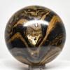 2.2" 255g Banded Waved Stromatolite w/Open Druzy Crystals Sphere Polished Natural Black Brown Algae Fossil Gemstone Mineral Ball - Peru + Stand view 1