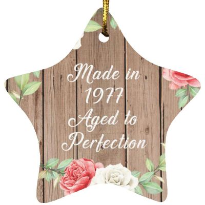 Designsify Christmas Tree Decoration, 47th Birthday Made in 1977 Aged to Perfection, Star Ornament B, Gifts for Anniversary Valentines Mom Mothers Fathers Day Party, to Men Women Him Her Friend