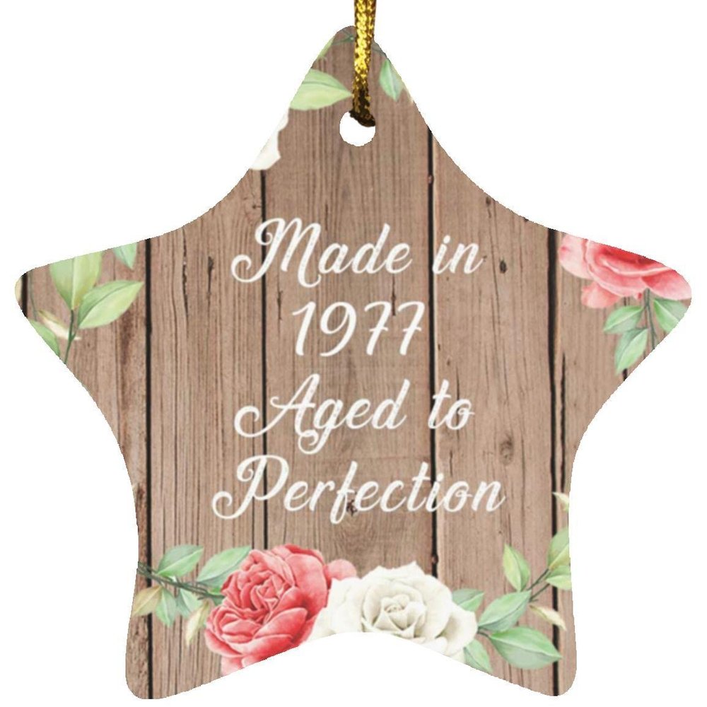 Designsify Christmas Tree Decoration, 47th Birthday Made in 1977 Aged to Perfection, Star Ornament B, Gifts for Anniversary Valentines Mom Mothers Fathers Day Party, to Men Women Him Her Friend