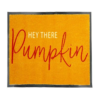 Pearhead Hey There Pumpkin Welcome Mat, Nonslip Rubber Backing Doormat, Outdoor and Indoor Entry Door Mat, Fall Home Deor Accessory, Orange
