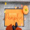 Pearhead Hey There Pumpkin Welcome Mat, Nonslip Rubber Backing Doormat, Outdoor and Indoor Entry Door Mat, Fall Home Deor Accessory, Orange view 3