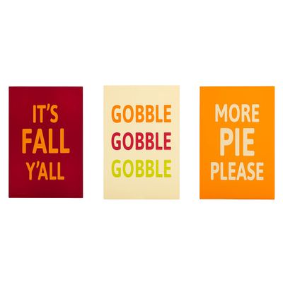 Pearhead Fall Thanksgiving Wooden Plaque Set, It's Fall Y'all, Gobble, More Pie Please, Fall Dcor, Set of 4
