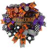 Welcome My Pretties Halloween Deco Mesh Wreath with Faux Candy & Ornaments, Bow Ornaments, Fall Door Hanger view 1