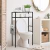 MyGift 2-Tier Over The Toilet Storage Rack, Over Toilet Bathroom Organizer, Freestanding Above Toilet Shelf with Removable Magazine Holder Basket, Black Metal Cabinet for Laundry Space Saver view 4