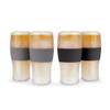 HOST Freeze Beer Glasses, 16 ounce Freezer Gel Chiller Double Wall Plastic Frozen Pint Glass, Set of 4, Black and Grey view 1
