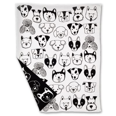 Abbott Collection 91-SNUGGLE-AB-59 Simple Dog Faces Small Throw, White/Black