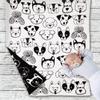 Abbott Collection 91-SNUGGLE-AB-59 Simple Dog Faces Small Throw, White/Black view 2