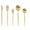 Kitchen Starter Set,Simply Modern,Cutlery Set 5Pcs Stainless Steel Flatware Set, Tableware Include Knife/Fork/Spoon, Mirror Polished Service for 1-Golden view 1