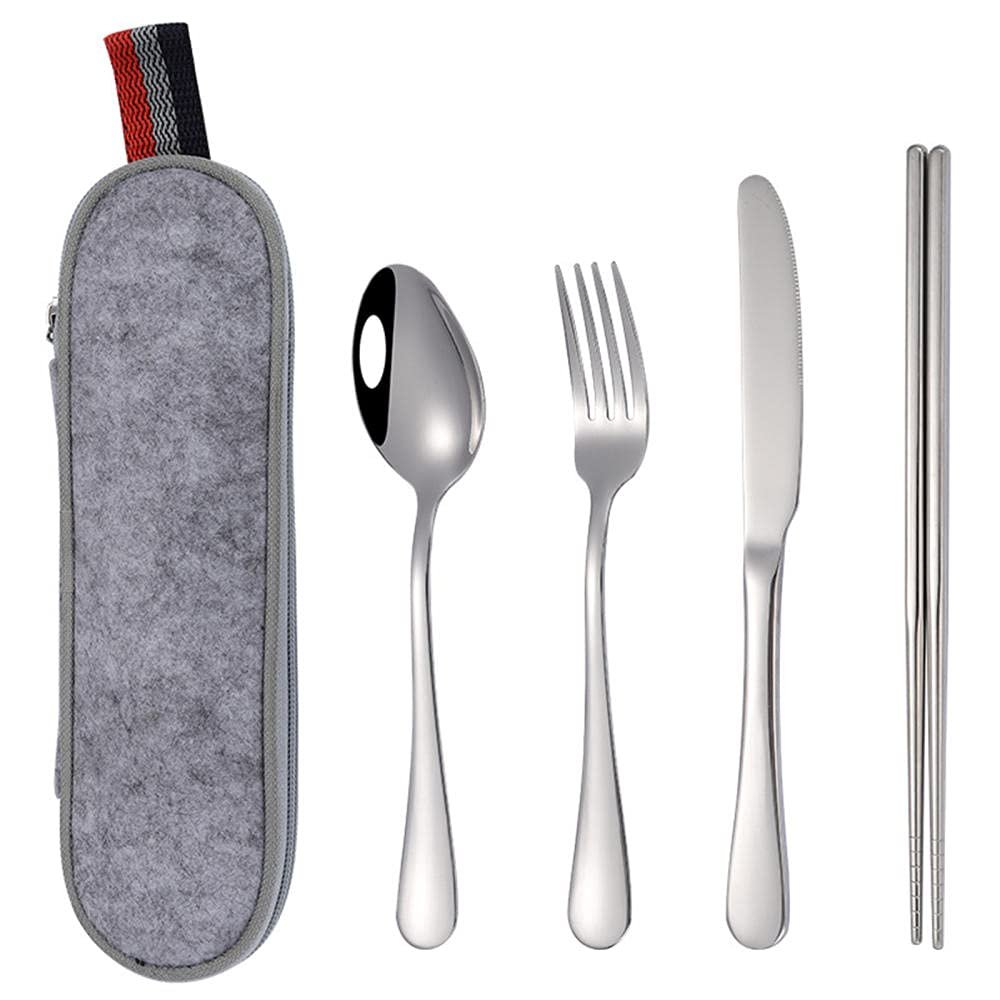 Kitchen Utensils Set,Kitchen Starter Set,Travel Cutlery Set Stainless Steel Camping Picnic Cutlery Kit Mirror Polish for Home/Travel/School-Silver_1Pcs