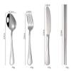 Kitchen Utensils Set,Kitchen Starter Set,Travel Cutlery Set Stainless Steel Camping Picnic Cutlery Kit Mirror Polish for Home/Travel/School-Silver_1Pcs view 2