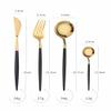 16Piece Flatware Set Stainless Steel Utensil Set,Simply Modern,Mirror Polishing Tableware Sets Multipurpose Use for Home and Kitchen, Service for 4,Gift Box-Black and gold view 2