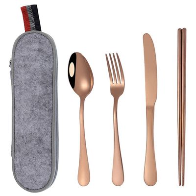 Kitchen Utensils Set,Kitchen Starter Set,Travel Cutlery Set Stainless Steel Camping Picnic Cutlery Kit Mirror Polish for Home/Travel/School-Rose gold_1Pcs