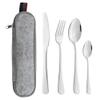 Kitchen Utensils Set,Kitchen Starter Set,4Pcs Travel Cutlery Set Stainless Steel Camping Picnic Cutlery Kit Mirror Polish for Home/Travel/School-Silver view 1