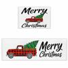 LooPoP Merry Christmas Tree Kitchen Mats for Floor Cushioned Anti Fatigue 2 Piece Set Kitchen Runner Rugs Non Skid Washable Red and Black Check Lattice Truck 23.6x35.4+23.6x70.9inch view 1