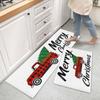 LooPoP Merry Christmas Tree Kitchen Mats for Floor Cushioned Anti Fatigue 2 Piece Set Kitchen Runner Rugs Non Skid Washable Red and Black Check Lattice Truck 23.6x35.4+23.6x70.9inch view 2