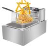 ZXIN Deep Fryer, 2500W /5000W Electric Deep Fryer with Basket, Stainless Steel, Adjustable Temperature, 6L/ 12L Oil Capacity Immersion Element Deep Fryer for Home Use SilverSingle Cylinder 2500W view 1