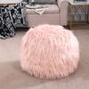 Adeco Unstuffed Ottoman Pouf Covers,19x15 inch Faux Fur Foot Stool,Round Floor Storage Cushion Covers for Living Room, Bedrooms, Home Decor (Pink) view 1