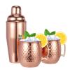 Moscow Mule Mugs Set of 3-Hammered Moscow Mule Mugs Drinking Cup with 24oz Cocktail Shaker-Great Dining Entertaining bar Gift Set (Mug Set of 3 -Cocktail Shaker Included) view 1