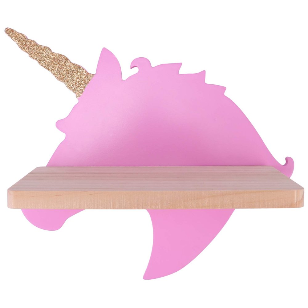 BESPORTBLE Creative Wooden Shelf Unicorn Wall-Mounted Storage Rack for Home Decor