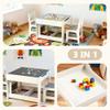 Kinder King Kids Wood Table & 2 Chairs Set, 3 in 1 Children Activity Table w/Storage, Removable Tabletop, Blackboard, 3-Piece Toddler Furniture Set for Art, Crafts, Drawing, Reading, Playroom, Grey view 2