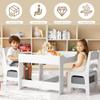 Kinder King Kids Wood Table & 2 Chairs Set, 3 in 1 Children Activity Table w/Storage, Removable Tabletop, Blackboard, 3-Piece Toddler Furniture Set for Art, Crafts, Drawing, Reading, Playroom, Grey view 4