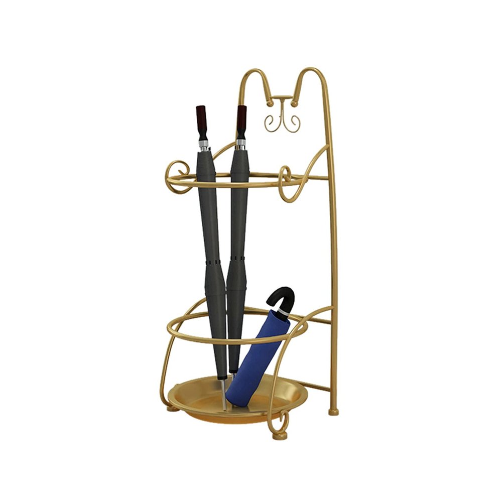 Umbrella Racks WXYZ Metal Cartoon Wrought Iron Umbrella Stand, Floor-Standing Umbrella Storage Rack, Waterproof and Rustproof Umbrella Bucket 29x27x65cm (Color : Gold)